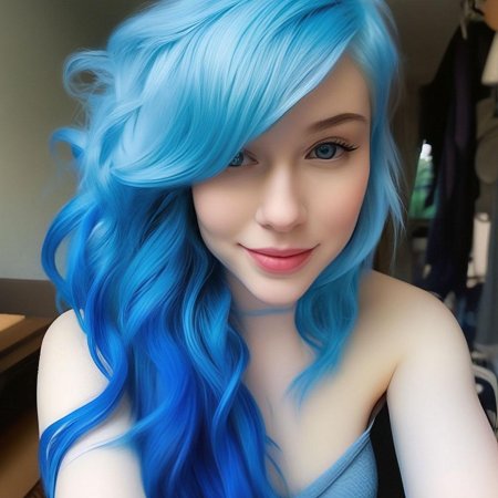 Девушка с голубыми волосами
