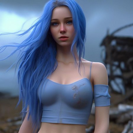 Девушка с синими волосами