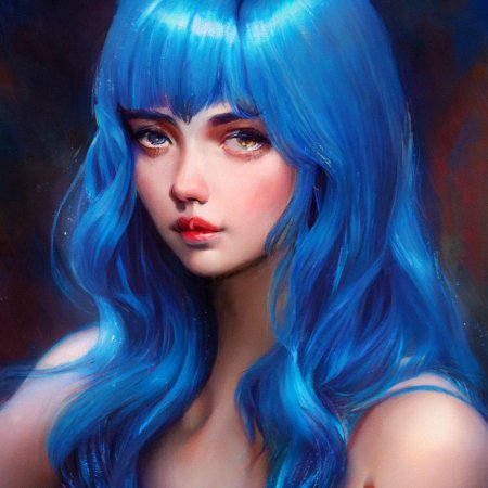 Девушка с синими волосами арт