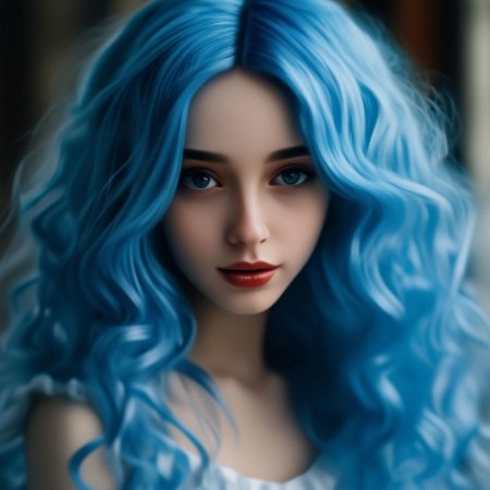 Девочка с голубыми волосами