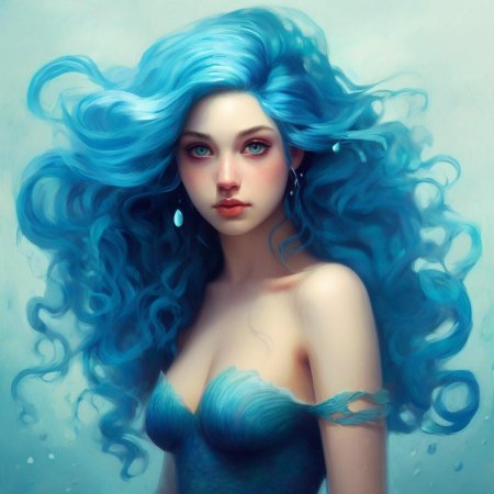 Русалка с синими волосами