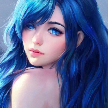 Девушка с синими волосами арт