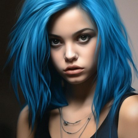 Девушка с синими волосами