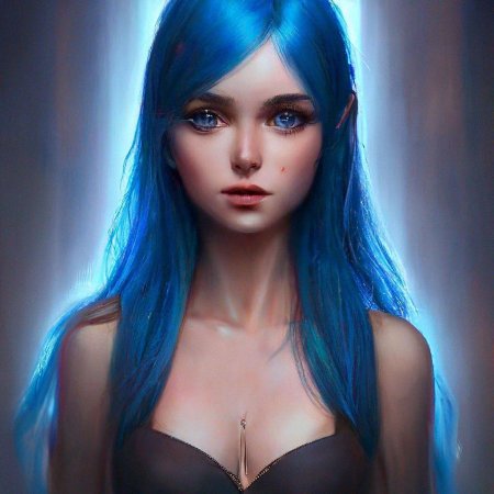 Девочка с синими волосами