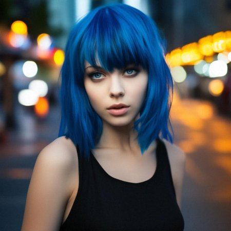 Синие волосы каре
