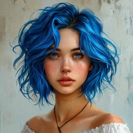 Девочка с синими волосами