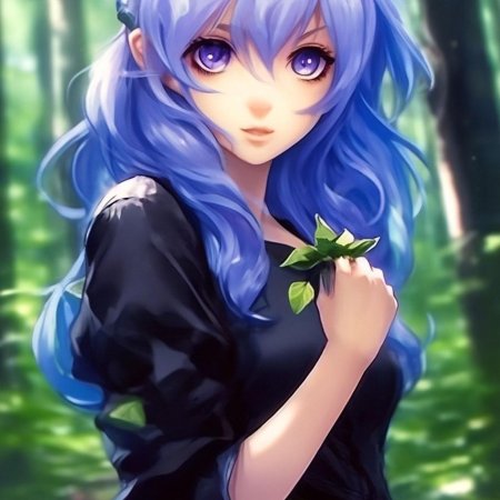 Девушка с синими волосами аниме
