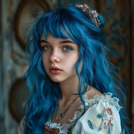 Девочка с голубыми волосами