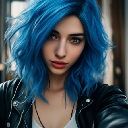 Девушка с синими волосами
