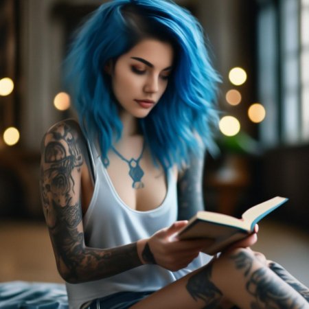 Девушка с синими волосами