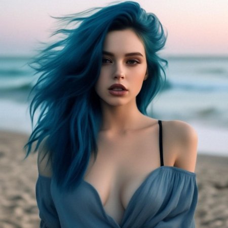 Девушка с синими волосами