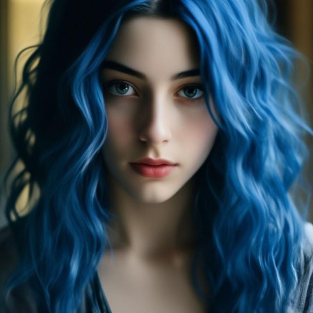 Девушка с синими волосами