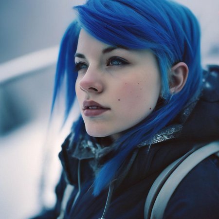 Девушка с синими волосами