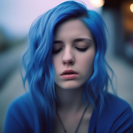 Девушка с синими волосами