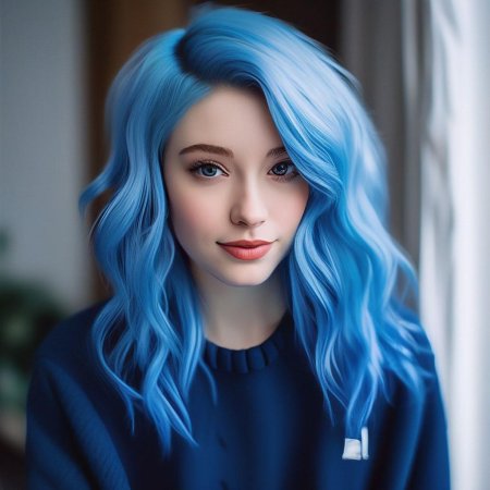 Девушка с голубыми волосами