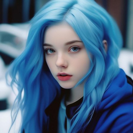 Девушка с голубыми волосами