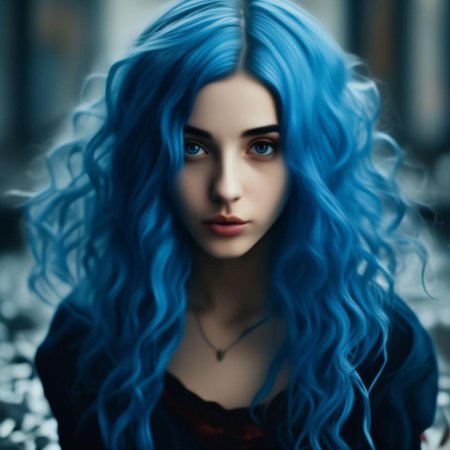 Девочка с голубыми волосами
