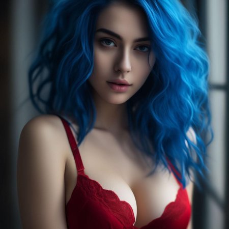 С голубыми волосами