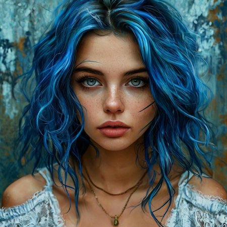 Девушка с синими волосами
