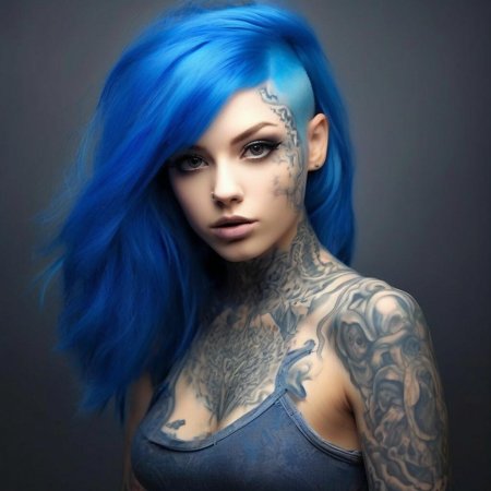 Девушка с синими волосами