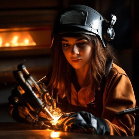 Девушка сварщик
