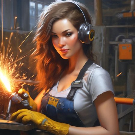 Девушка сварщик