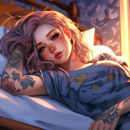 Девушка лежит на кровати