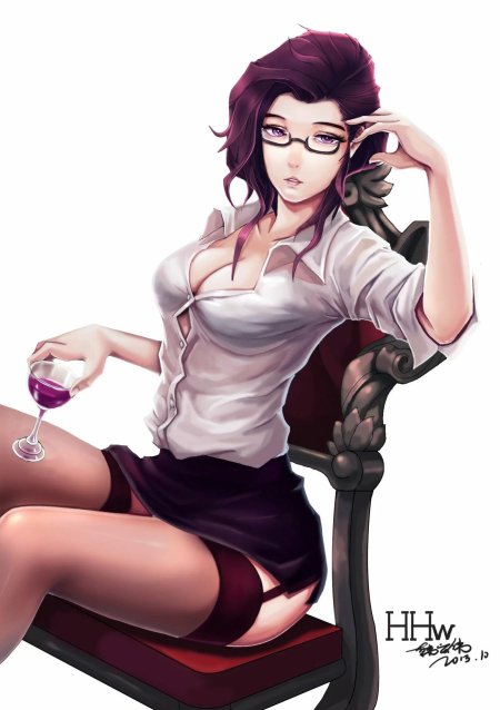 Аниме женщина в очках