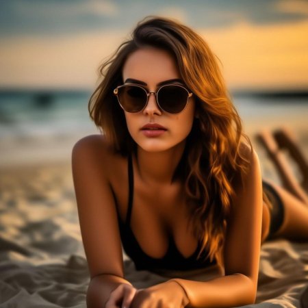 На пляже девушка