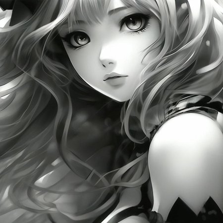 Аниме девочка черно белая