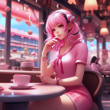Розовая девочка аниме