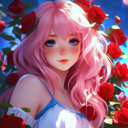 Аниме девушка розовая