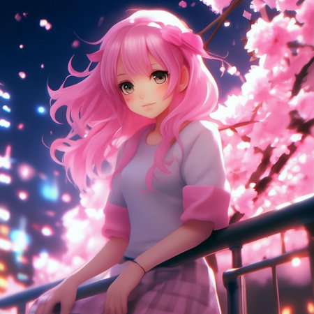Аниме девочка с розовыми волосами