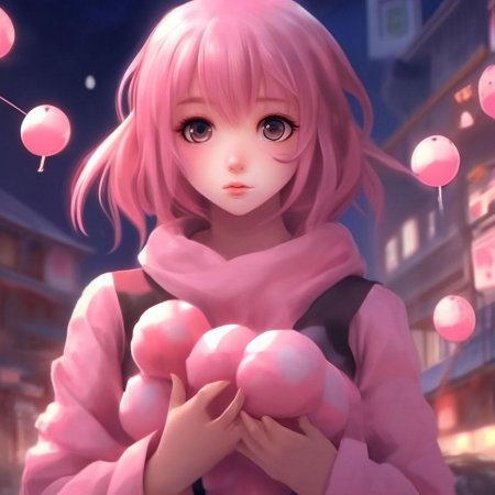 Розовая девочка из аниме