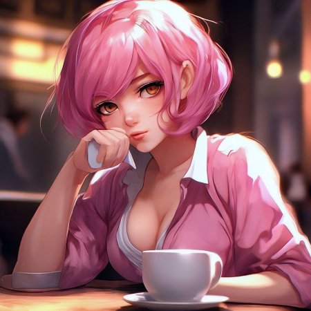 Аниме девушка розовая