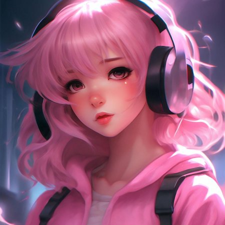 Розовая девочка аниме