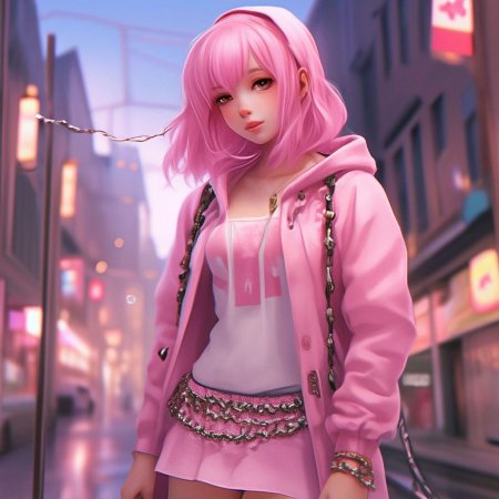 Девочка с розовыми волосами