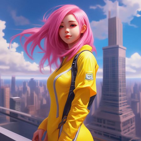Девочка аниме с розовыми волосами