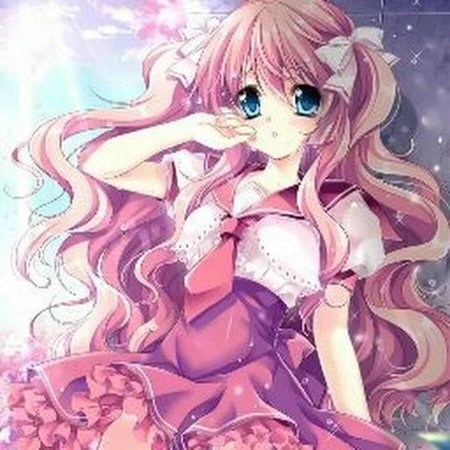 Аниме девочка с розовыми волосами и голубыми глазами