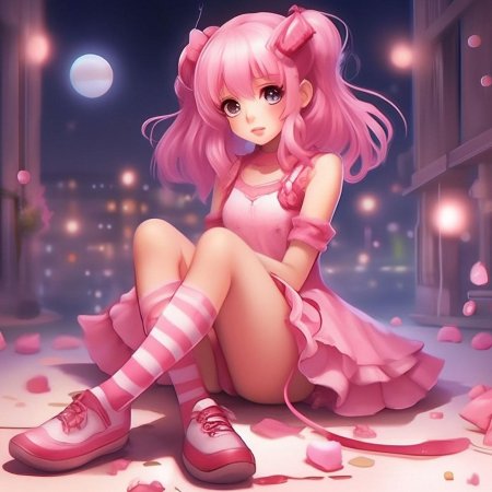 Аниме девочка розовая