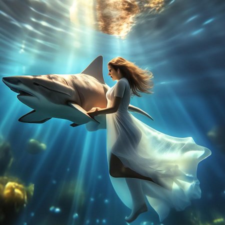 Девушка в платье под водой