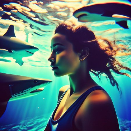 Океан с акулами