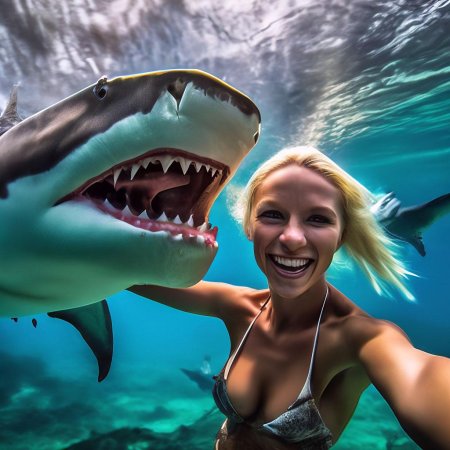 Девушка в пасти акулы