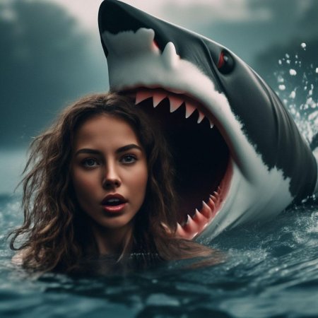 Девушка в пасти акулы