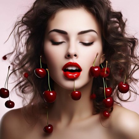 Девушка с красными губами