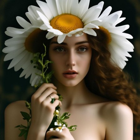 Женщина с ромашками