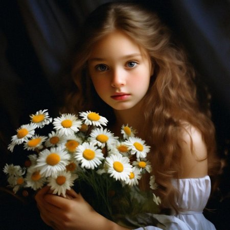 Девочка с ромашками