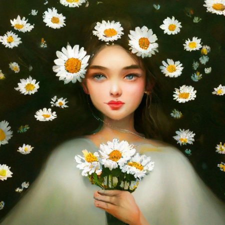 Девушка с ромашками