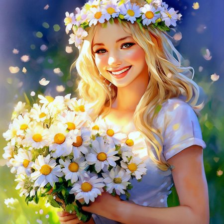 Блондинка с ромашками