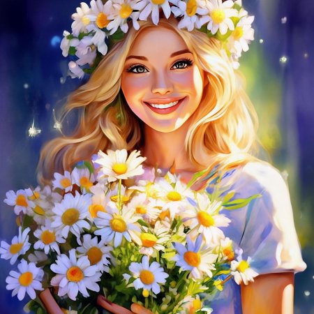 Блондинка с ромашками
